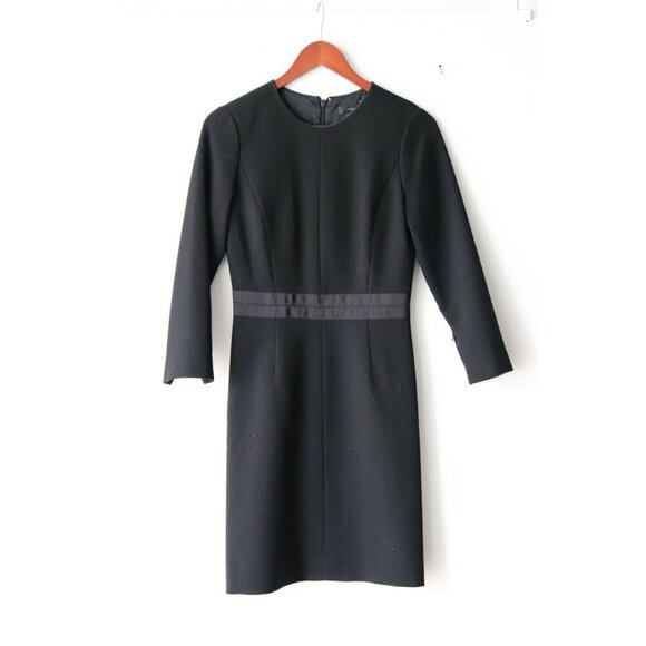J. Crew Women's Size 2 XS Black Dress 3/4 Zip Sleeve Crepe Wool Mini Dress - Picture 1 of 5